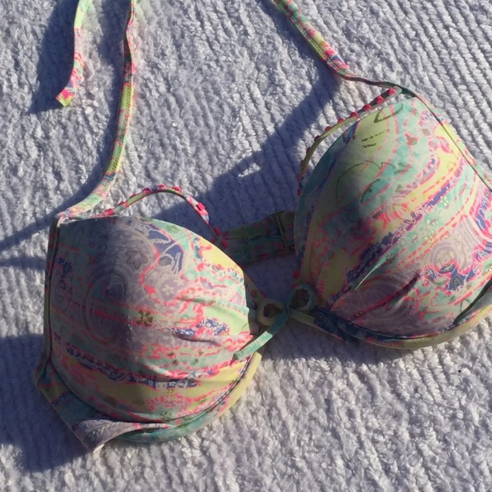 Victoria’s Secret 36 C Pastel Multicolor Bikini Top Swim Padded Underwire